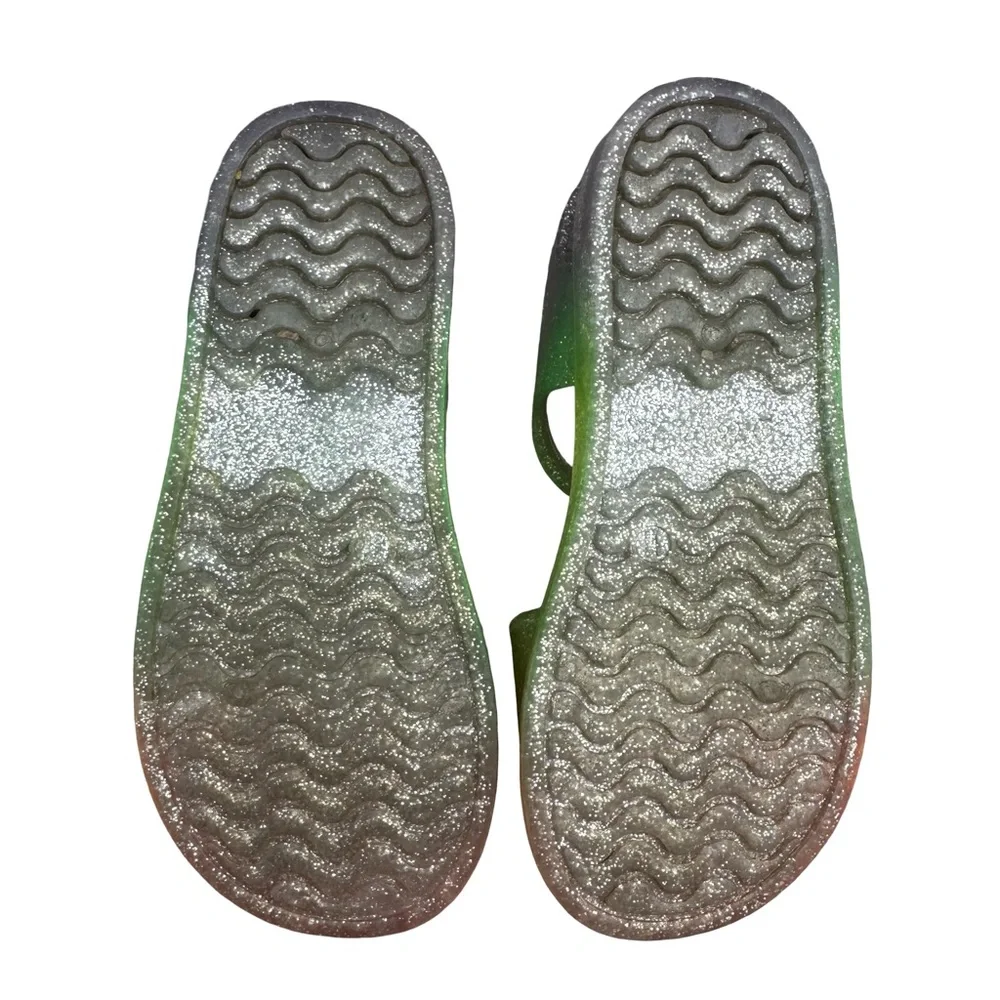 Cat & Jack Tessa Multi Ombre Glitter Hook & Loop Jelly Sandals Size 11